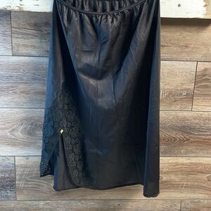 Ladies Black Lace Half Slip, Waist 12 1/2” (small) , Black with Pink Rose